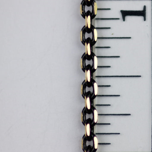 3mm Two Toned Faceted Cable Chain - Gold/Black