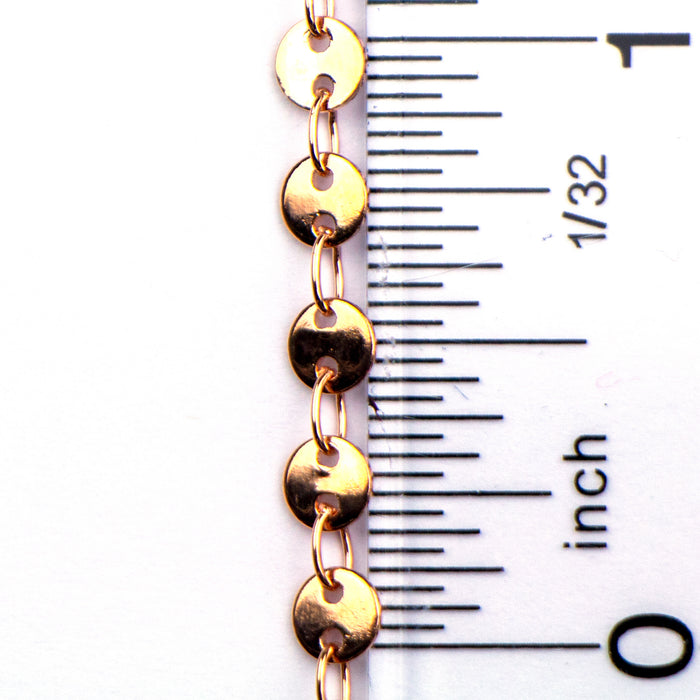 4mm Round Disc Chain - Rose Gold