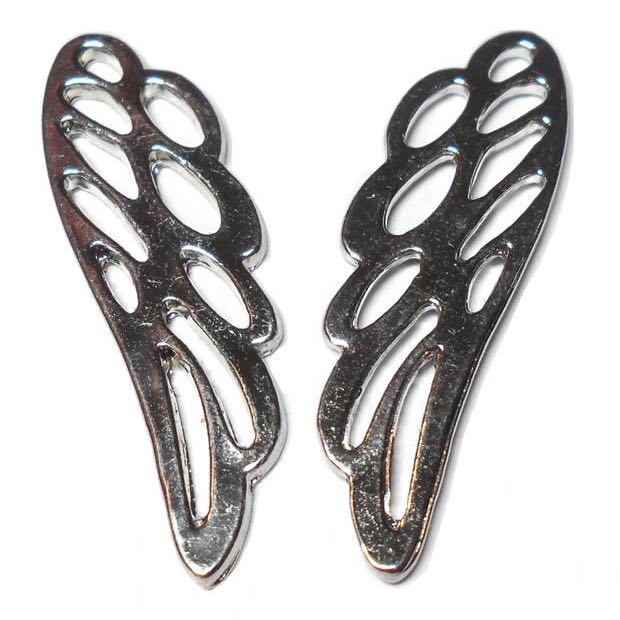 36mm x 11mm Silver-tone Wing Charms