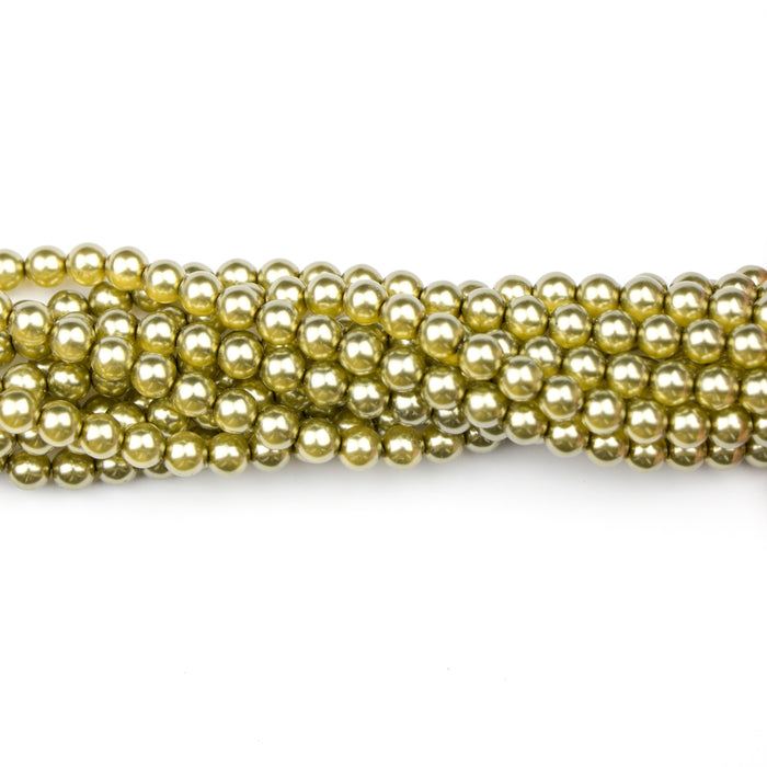 6mm Round Crystal Pearl - Olive