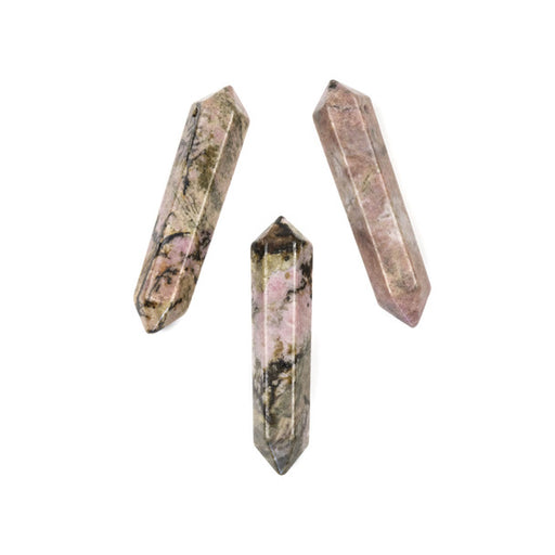 8mm x 40mm RHODONITE Double Terminated Point (Top Drilled)