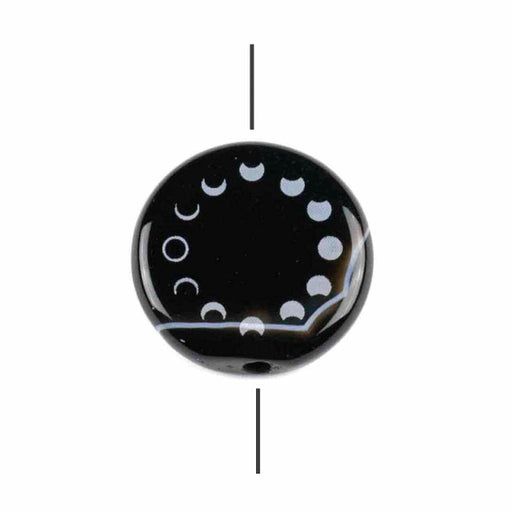 30mm SARDONYX Coin with Etched Moon Phases (Drilled Through)
