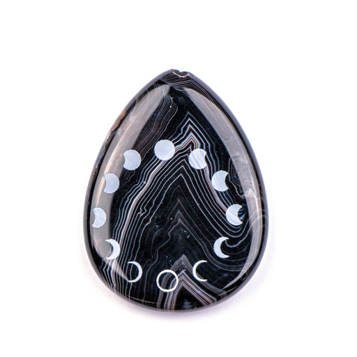 30mm x 40mm SARDONYX Teardrop with Etched Moon Phases (Drilled Through)