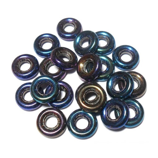 Czech 9mm OD Pressed Glass Rings - Blue Iris