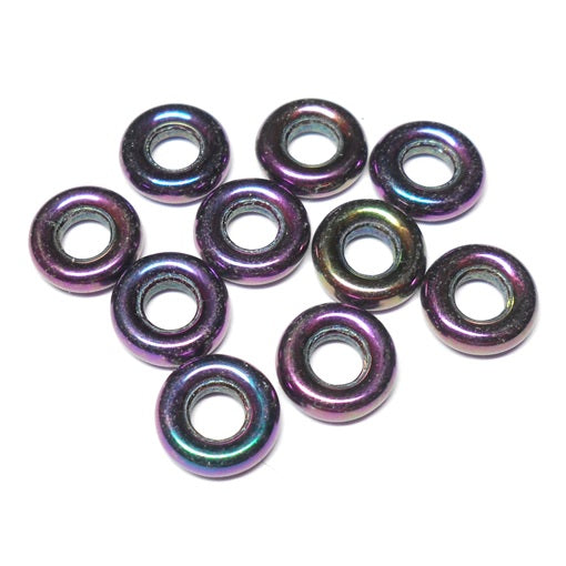 Czech 9mm OD Pressed Glass Rings - Purple Iris