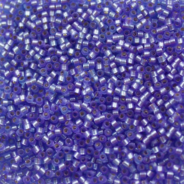 5 Grams of 11/0 Miyuki DELICA Beads - Dyed Semi-Frosted Silverlined Purple