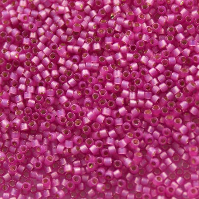 5 Grams of 11/0 Miyuki DELICA Beads - Duracoat Semi-Frosted Silverlined Dyed Pink Parfait
