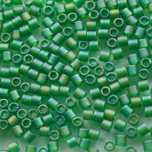 8/0 Miyuki DELICA Beads - Matte Transparent Green AB