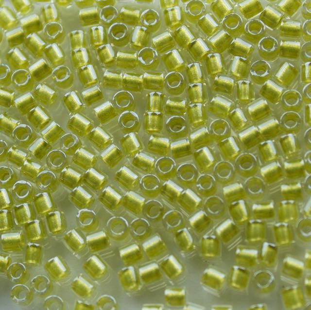 8/0 Miyuki DELICA Beads - Sparkling Yellow Green Lined Crystal