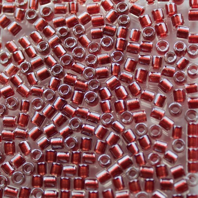 8/0 Miyuki DELICA Beads - Sparkling Cranberry Lined Crystal