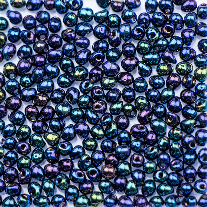 Miyuki 3.4mm DROP Bead - Metallic Dark Blue Iris