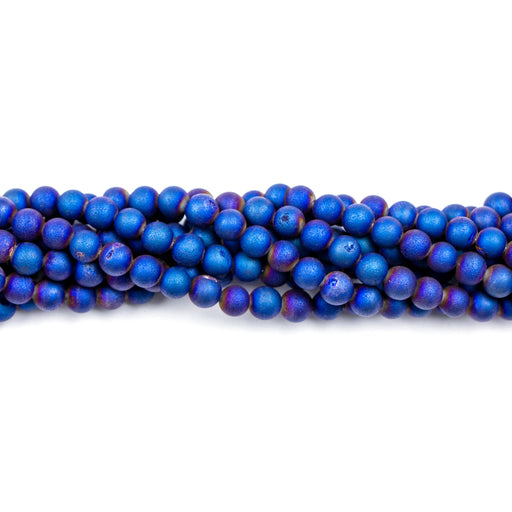 6mm Round Electroplated Blue DRUZY - 16 inch Strand