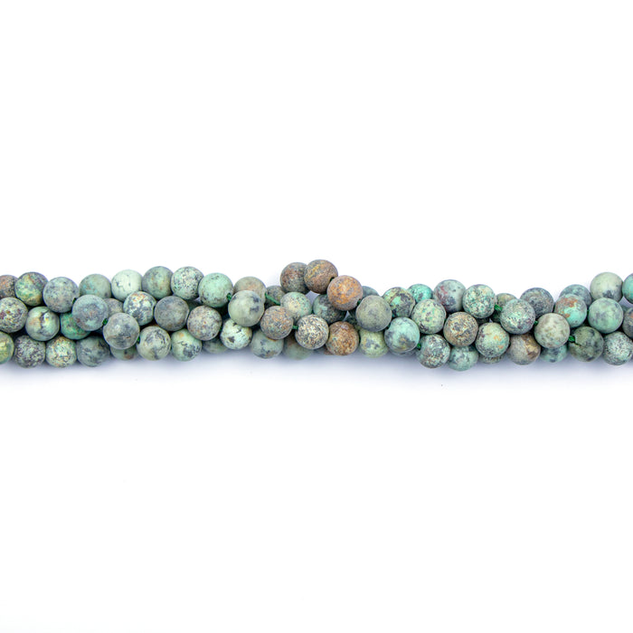 8mm Round Matte AFRICAN TURQUOISE - 16 inch Strand