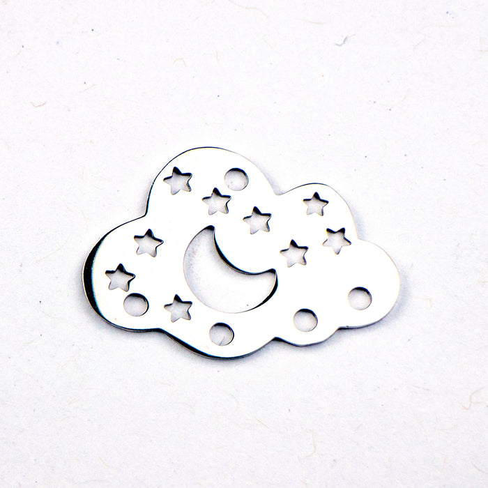 25mm x 17mm Cloud and Stars Charm/Link - Stainless Steel