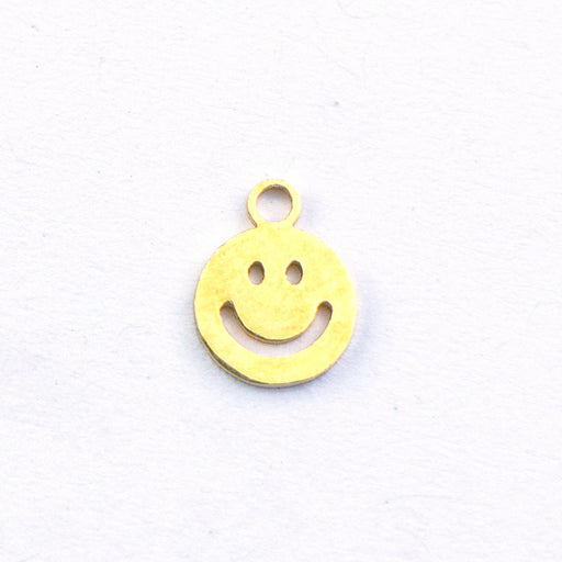 8mm x 6mm Smiley Face Charm - Gold Plated Stainless Steel