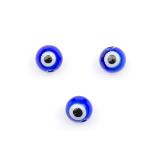 6mm Glass Evil Eye Round Bead - Blue