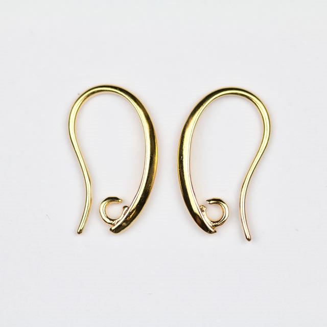 19mm x 11mm Ear Wire with 2mm Ring - Gold