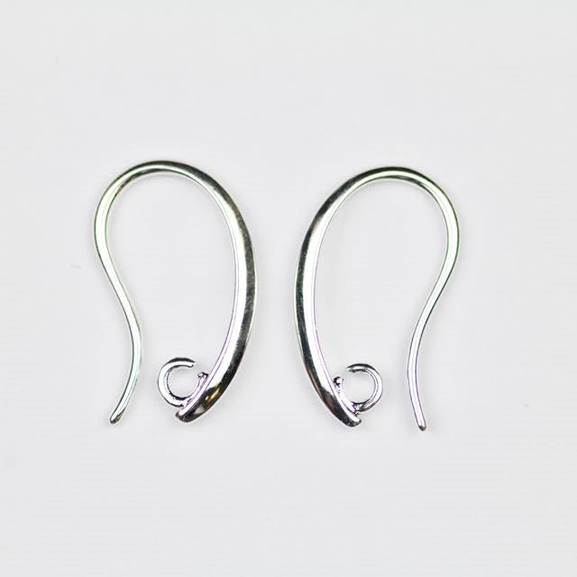 19mm x 11mm Ear Wire with 2mm Ring - Silver