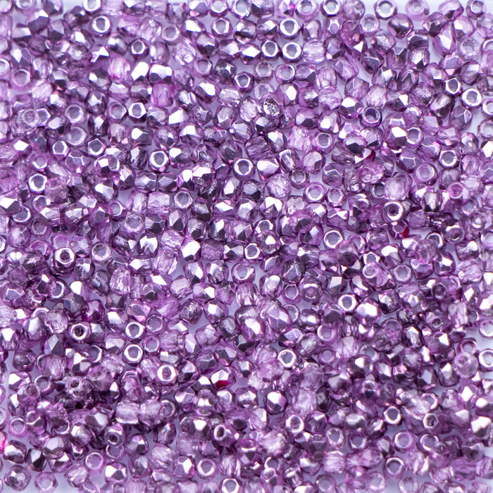 2mm FIRE POLISHED Bead - Crystal Lilac Metallic Ice