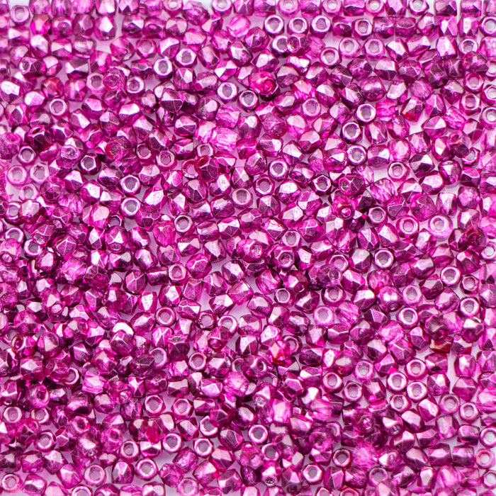 2mm FIRE POLISHED Bead - Crystal Pink Metallic Ice