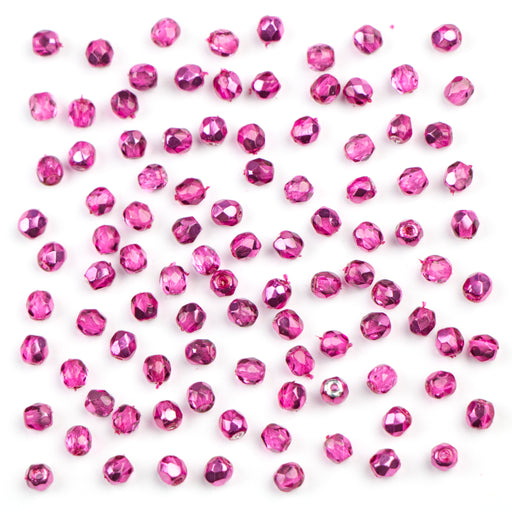 3mm FIRE POLISHED Bead - Crystal Pink Metallic Ice