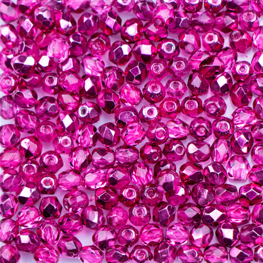 4mm FIRE POLISHED Bead - Crystal Rose Metallic Ice