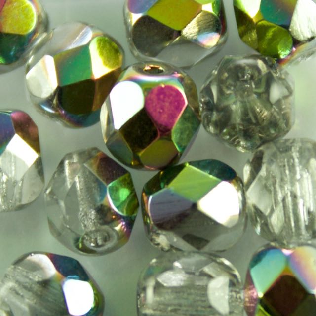 6mm FIRE POLISHED Bead - Crystal Vitrail