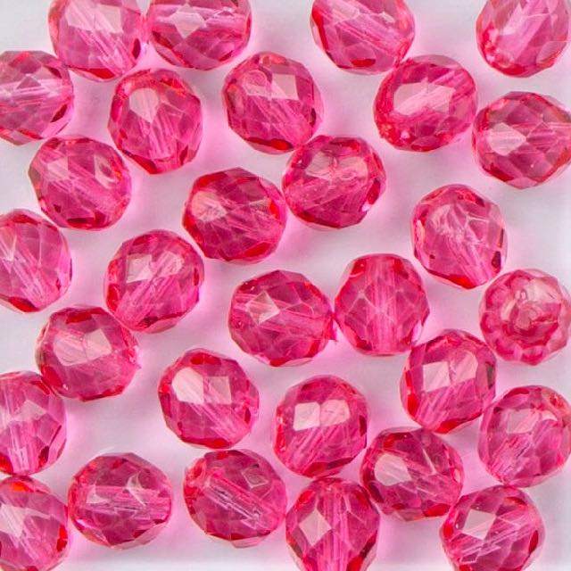 8mm FIRE POLISHED Bead - Crystal Rose