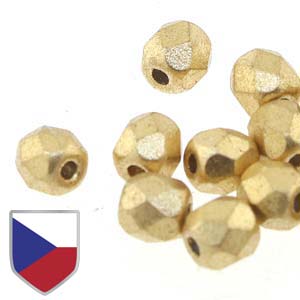 4mm FIRE POLISHED Bead (Czech Shield) - Crystal Bronze Pale Gold