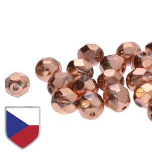 4mm FIRE POLISHED Bead (Czech Shield) - Crystal Full Capri Gold