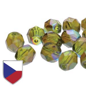 4mm FIRE POLISHED Bead (Czech Shield) - Olivine Brown Rainbow