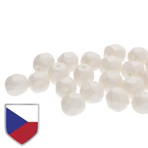 4mm FIRE POLISHED Bead (Czech Shield) - Pearl Shine White