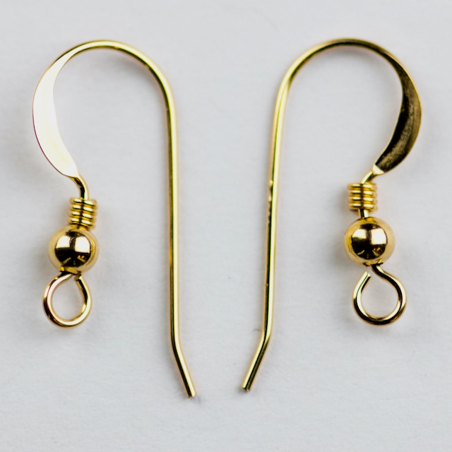 Gold Filled Ear Wire .028"/.7mm/21 ga. Round Wire w/3mm Ball & Coil