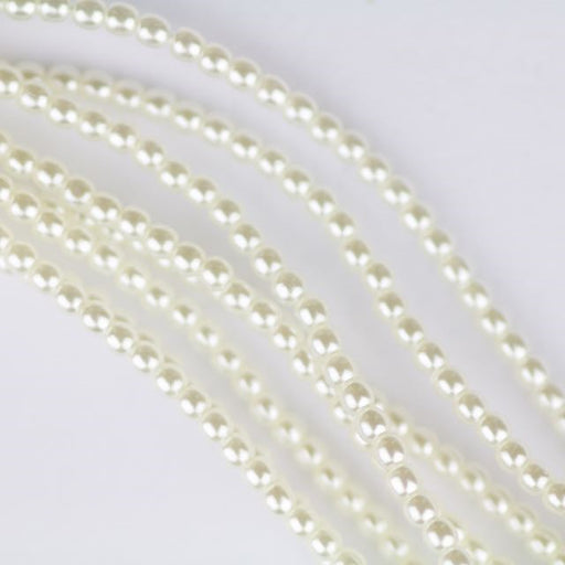 2mm Round  Glass Pearl - White