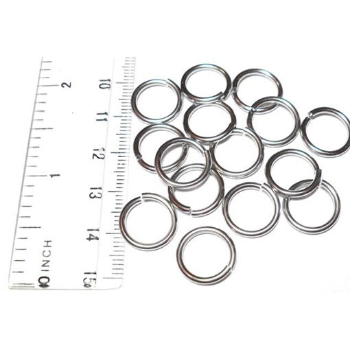 16swg (1.6mm) 3/8in. (10.0mm) ID 6.3AR Softer Tempered and Saw Cut Stainless Steel Jump Rings