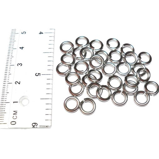 16swg (1.6mm) 7/32in. (5.9mm) ID 3.7AR Softer Tempered and Saw Cut Stainless Steel Jump Rings