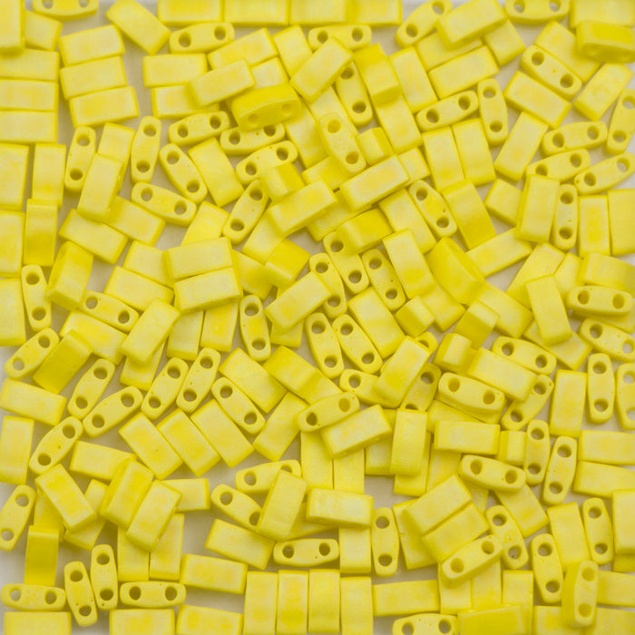 Miyuki HALF TILA Beads - Matte Opaque Yellow AB