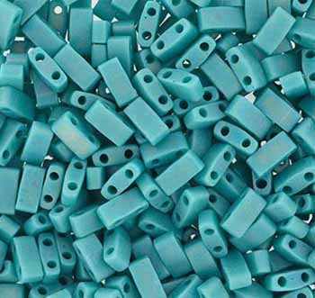 Miyuki HALF TILA Beads - Matte Opaque Turquoise Green AB