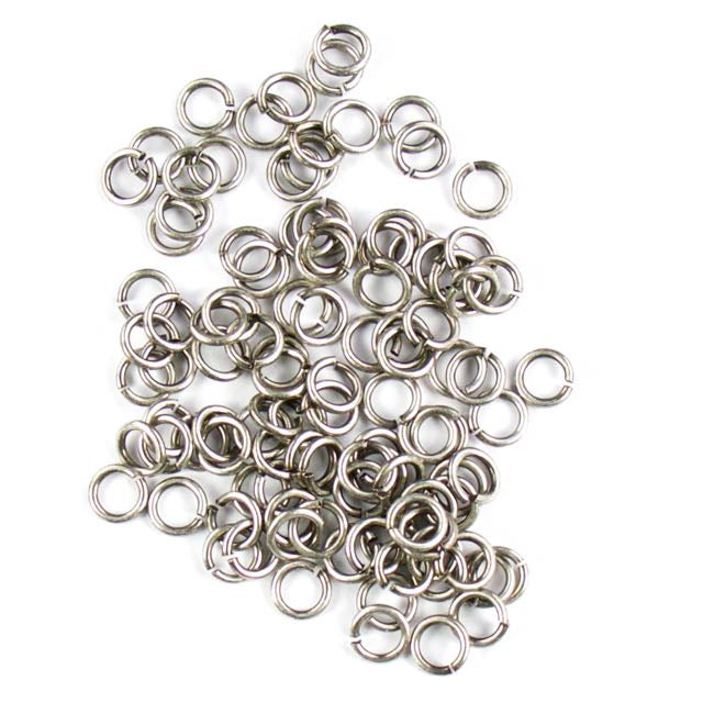 6mm 18g Open Jump Rings - Antique Silver