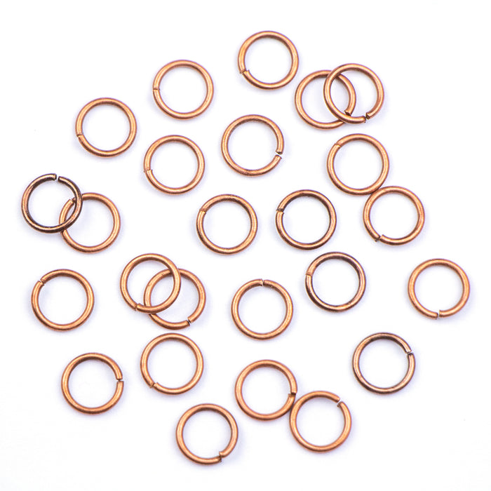 8mm 18g Open Jump Rings - Antique Copper