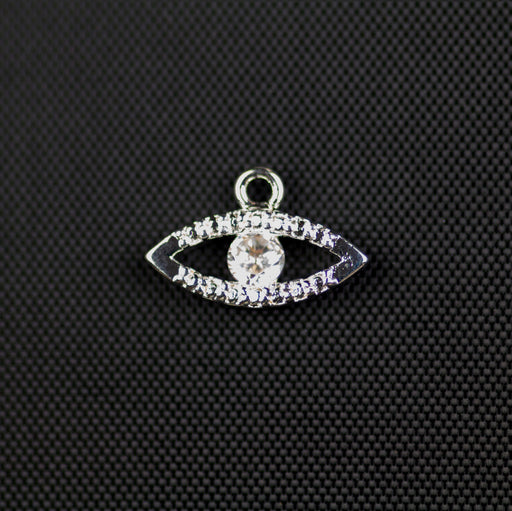 Evil Eye Cubic Zirconia Charm Pendant - Silver