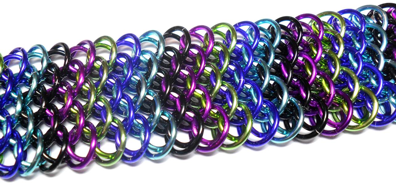 HyperLynks Designer Dragonscale Kit: Chevrons - Bold Tones (Black, Violet, Lime, Purple, and Turquoise with a Black stainless steel lobster clasp)