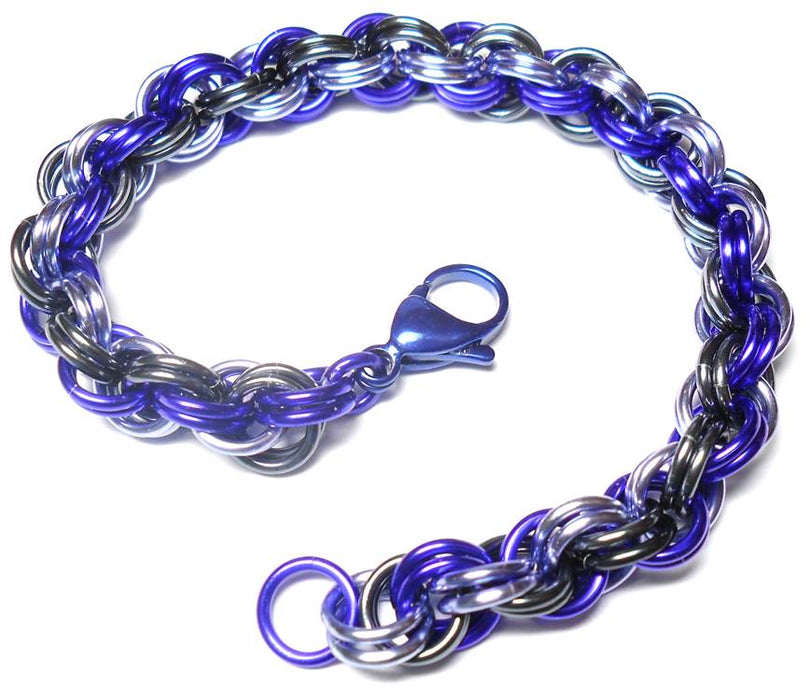 HyperLynks Double Spiral Bracelet Kit - Grape (Purple/Lavender/Black Ice and Cobalt Stainless Steel Lobster Clasp)