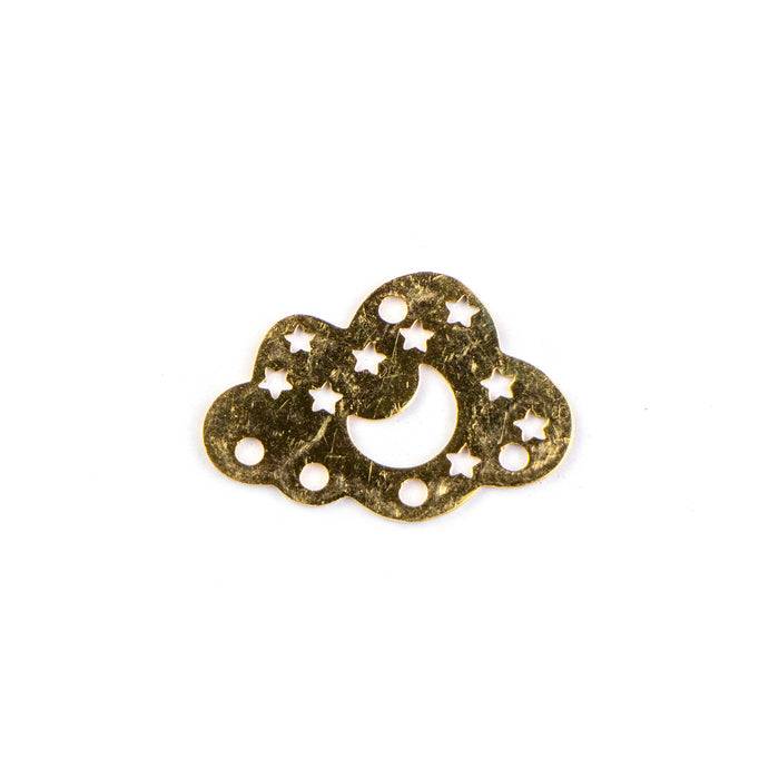 25mm x 17mm Cloud and Stars Charm/Link - Gold Plated Stainless Steel