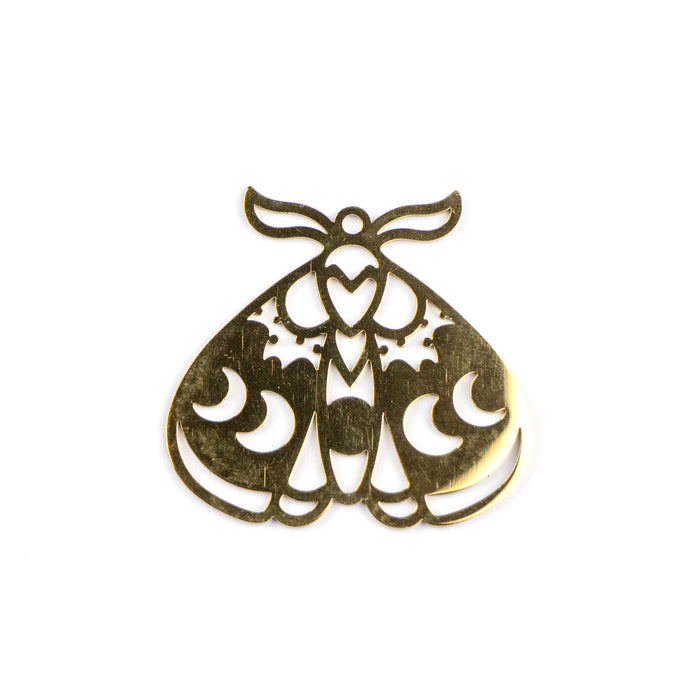 28mm x 30mm Closed Moth Pendant - Gold Plated Stainless Steel