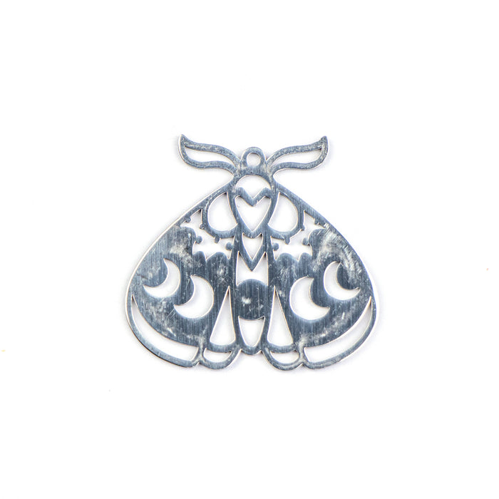 28mm x 30mm Closed Moth Pendant - Stainless Steel