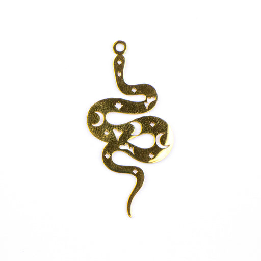 18mm x 38mm Celestial Snake Pendant - Gold Plated Stainless Steel