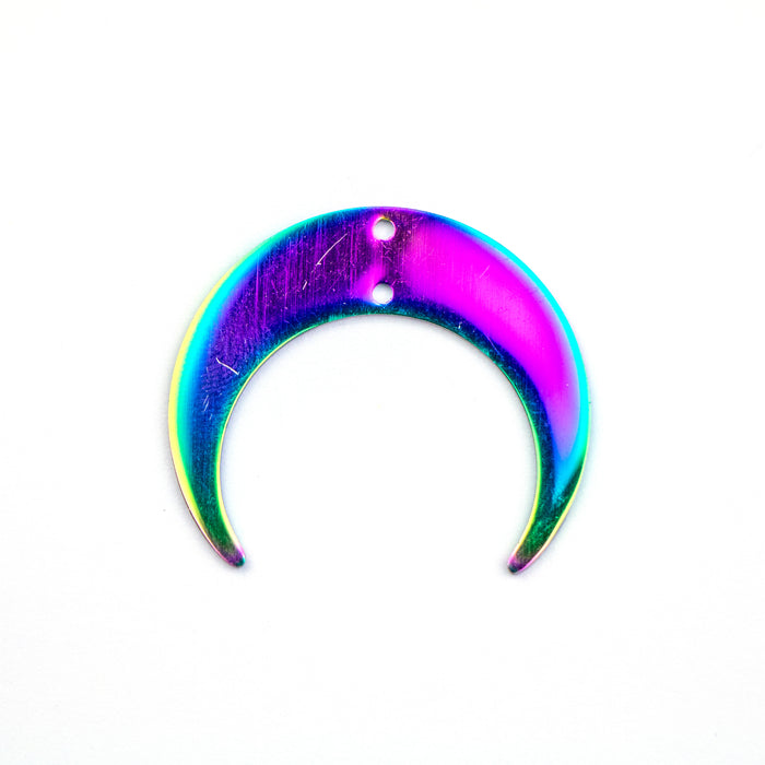26mm x 30mm Crescent Link - Rainbow Plated Stainless Steel