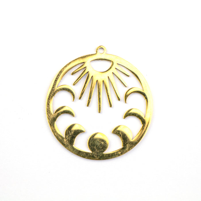 28mm x 30mm Moon and Sun pendant - Gold Plated Stainless Steel