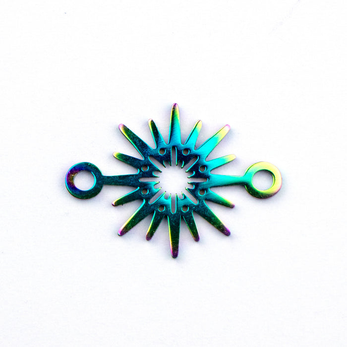 15mm x 20mm Starburst Link - Rainbow Plated Stainless Steel